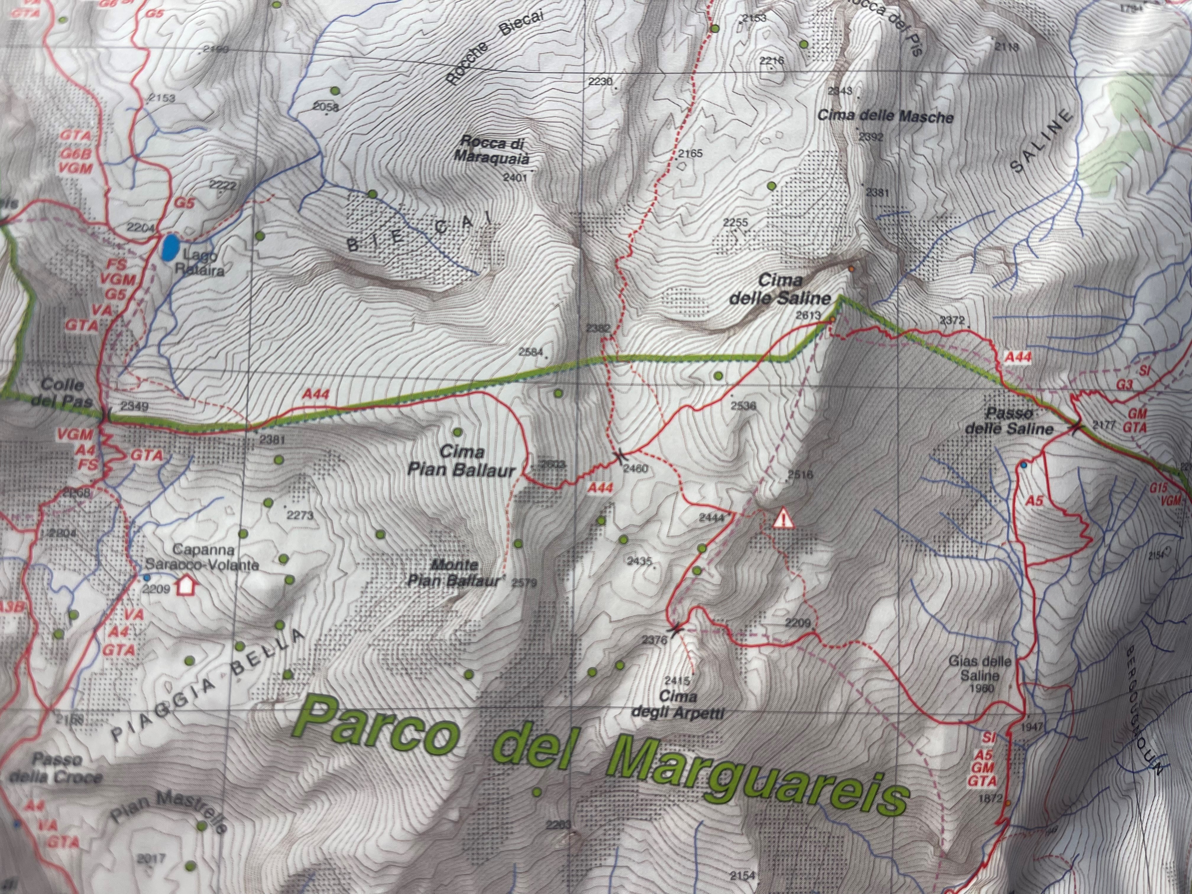 Vandrekortet Over Parco Del Marguareis